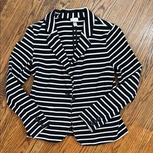 Black and White Striped Women's Blazer